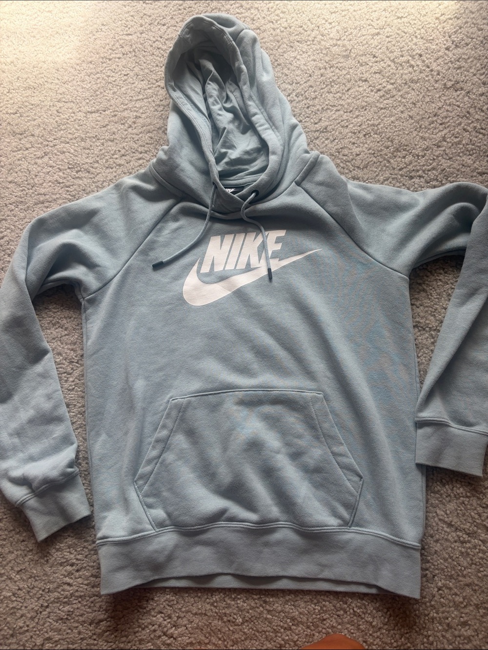 Nike Pale Blue Pullover Hoodie with White Swoosh